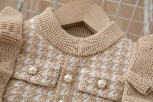 Girls Knitted Long Sleeve Casual Kids Baby Knitted Outfit 2-8 Years Christmas School Costume