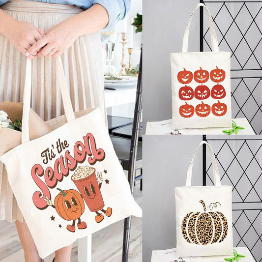 It's The Most Wonderful Time of The Year Halloween Tote Bag Halloween Pumpkin Spooky Shopper Shopping Bag Totes supermarket bag