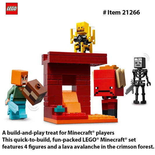 LEGO 21266 Minecraft The Nether Lava Battle Toy and Playset Alex, Wither Skeleton, Blaze and Strider Figures for Pretend Play