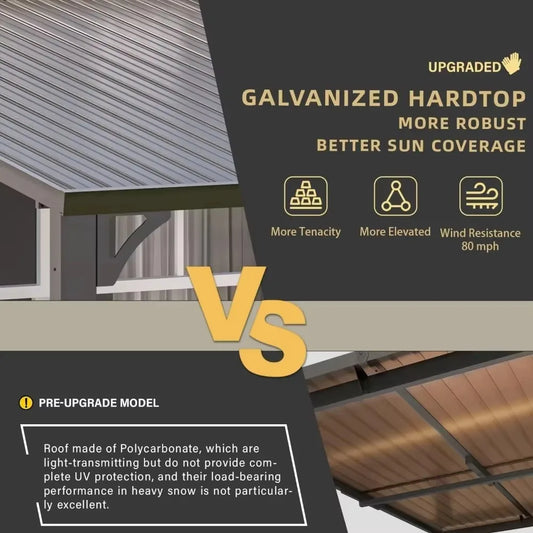 Heavy Duty Lean to Metal Pergolas and Gazebos Clearance, Wall-Mounted Grill Gazebo, 10' x 10' Hardtop Gazebo Outdoor Pergola