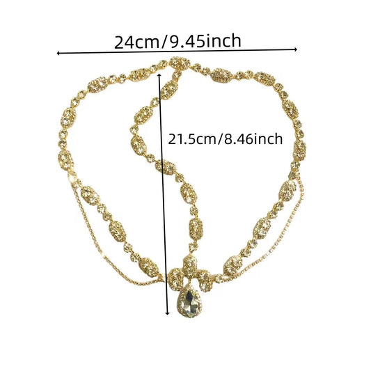 Crystal forehead with Wedding Bridal Hair chain headdress women's shiny Rhine Stone Bridal Wedding Hair Jewelry