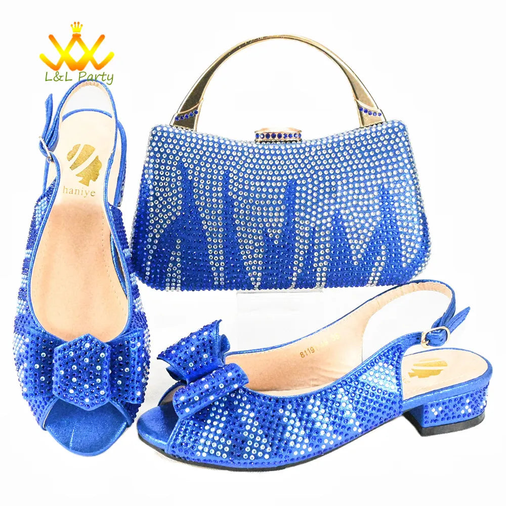 EtherealBe Gold Rhinestone Fashionable shoes and bag set
