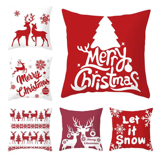 Useful Christmas Pillow Cover Smooth Christmas Pillowcase Breathable Christmas Sofa Chairs Pillow Cover Skin-friendly