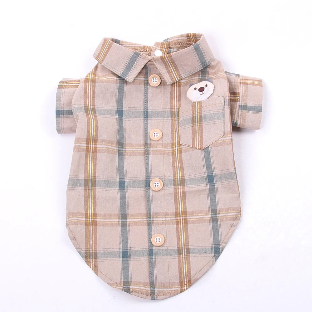 Plaid Dog Shirt Cat Shirts Pet Puppy Spring/Summer Clothing Apparel