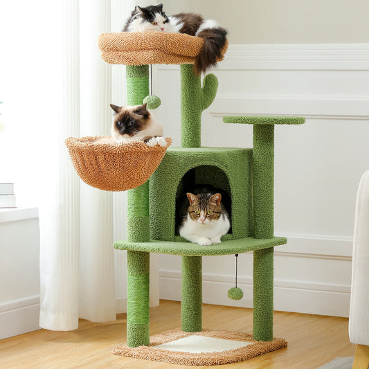 Fast Delivery Cactus Cat Tree with Condo Scratching Post for Cats Multi-Level Cat Tower Cat Scrapers Cat Accessories Pet Cat Toy