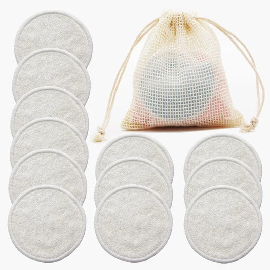 Set of EtherealBe bamboo makeup remover pads reusable with mesh storage bag for eco-friendly beauty routine