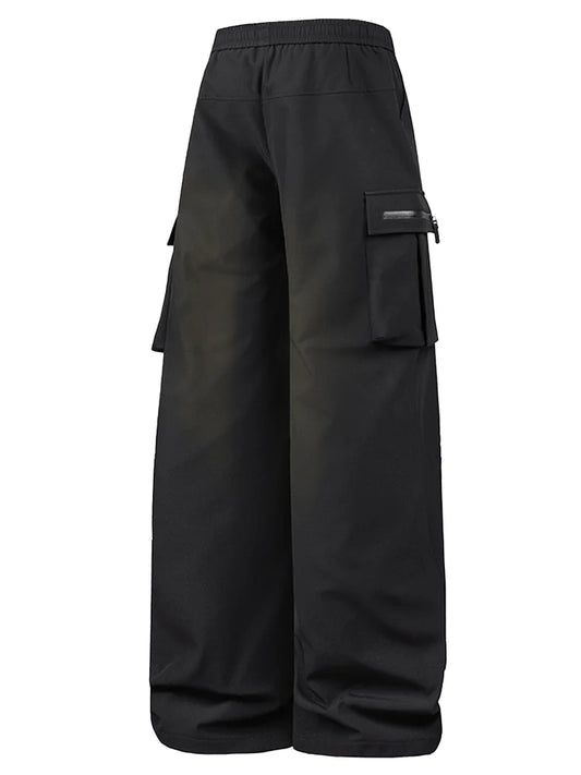 EtherealBe black wide leg cargo pants women with side pockets and comfortable waistband