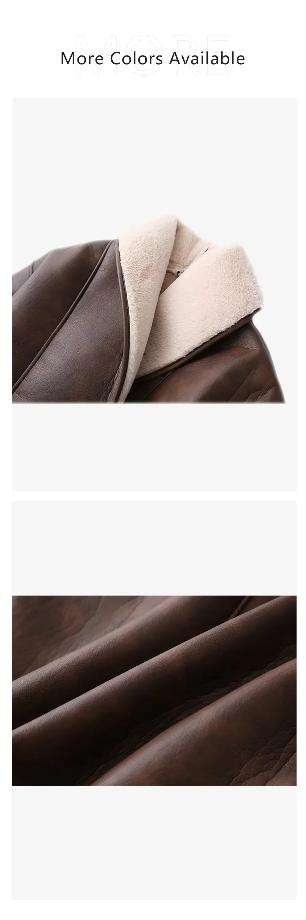 Close-up of the dual color belted faux fur jacket for women showcasing the collar and fabric texture