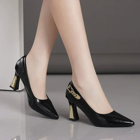 EtherealBe elegant designer party pumps in black with stylish gold heels for a chic look