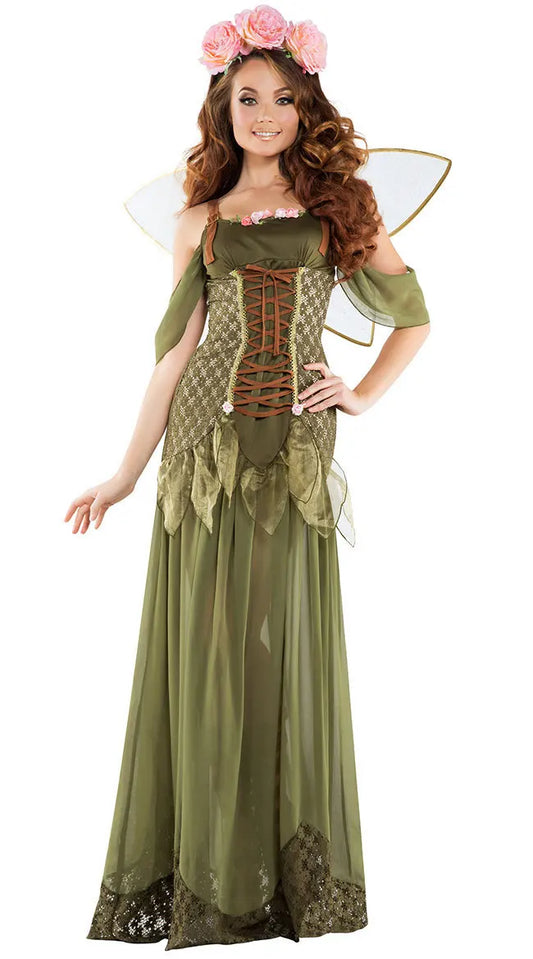 EtherealBe forest fairy cosplay costume dress with floral accents and translucent wings