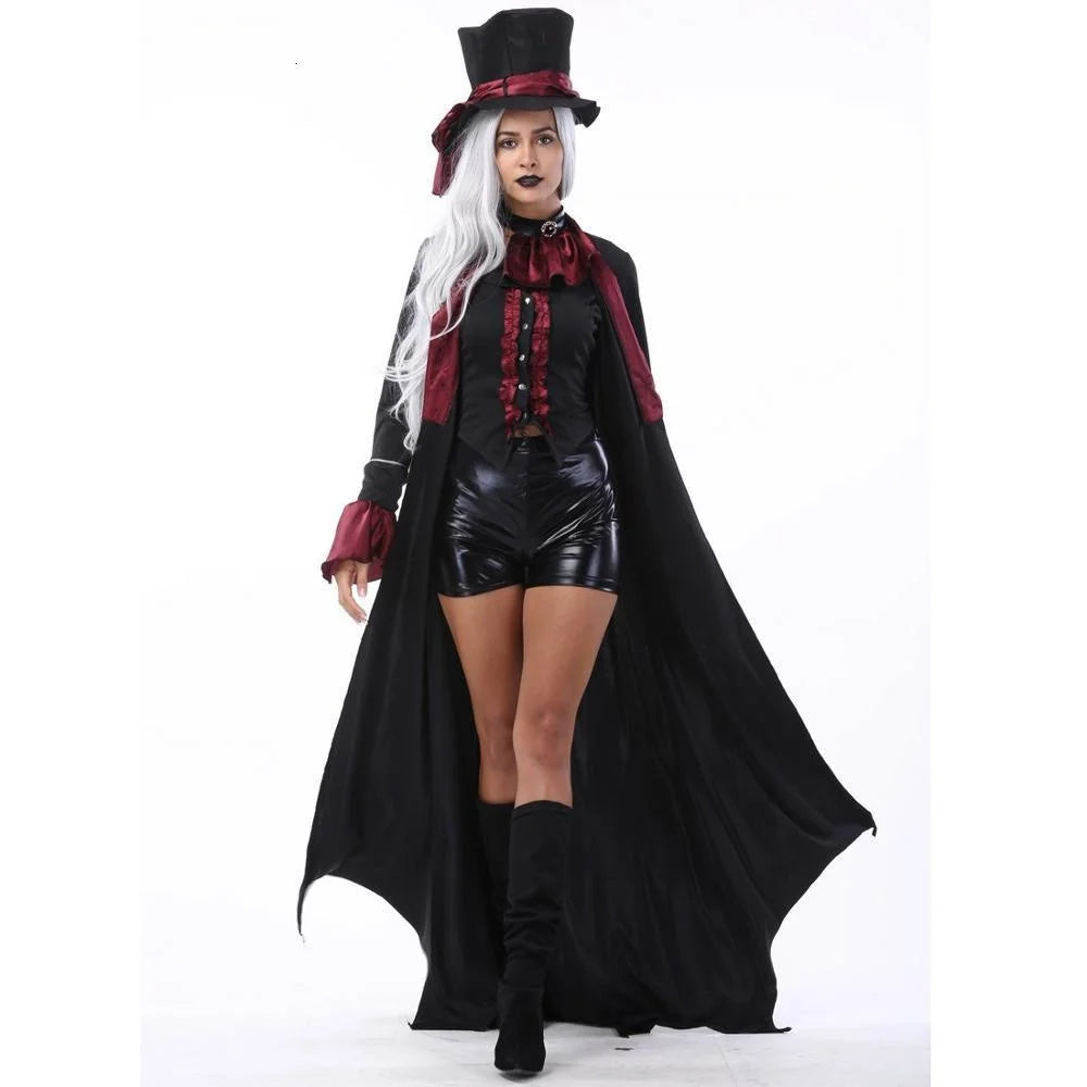EtherealBe gothic vampire couple Halloween costume featuring a long cape and stylish accessories