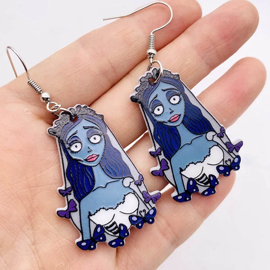 EtherealBe Halloween horror earrings featuring a spooky cartoon character design in vibrant colors