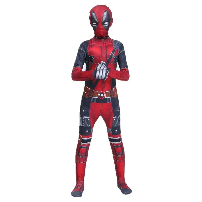 Kids Spiderman Halloween costume featuring a vibrant red design with detailed superhero elements