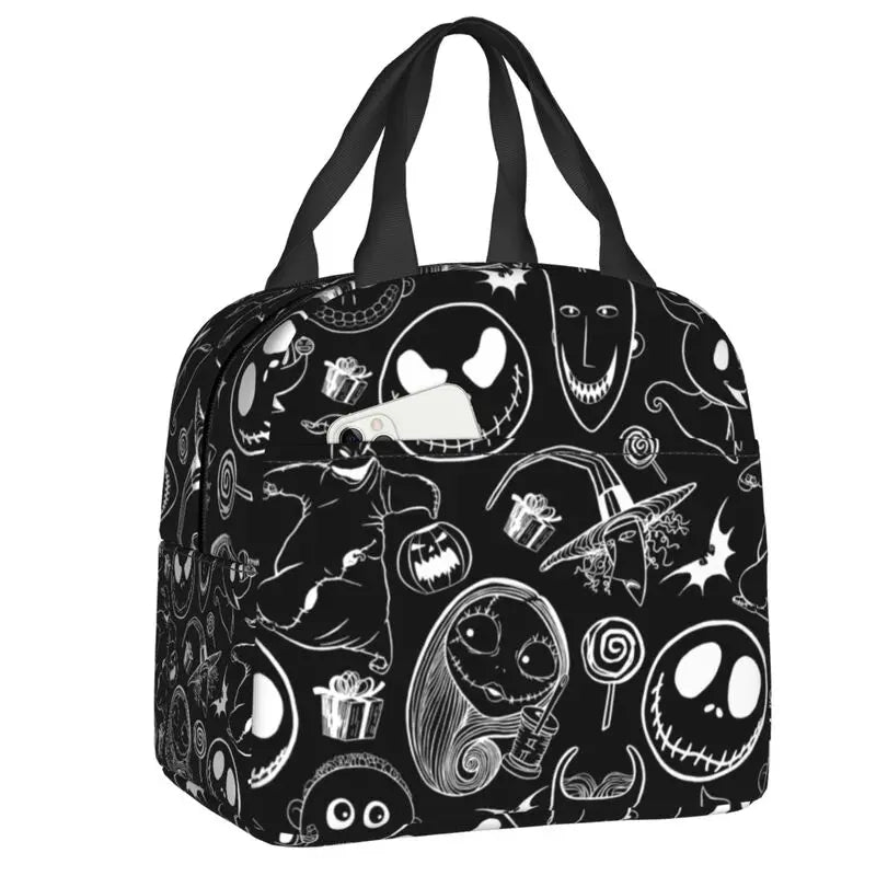 EtherealBe Nightmare Before Christmas Halloween lunch bag with spooky character designs and sturdy handles