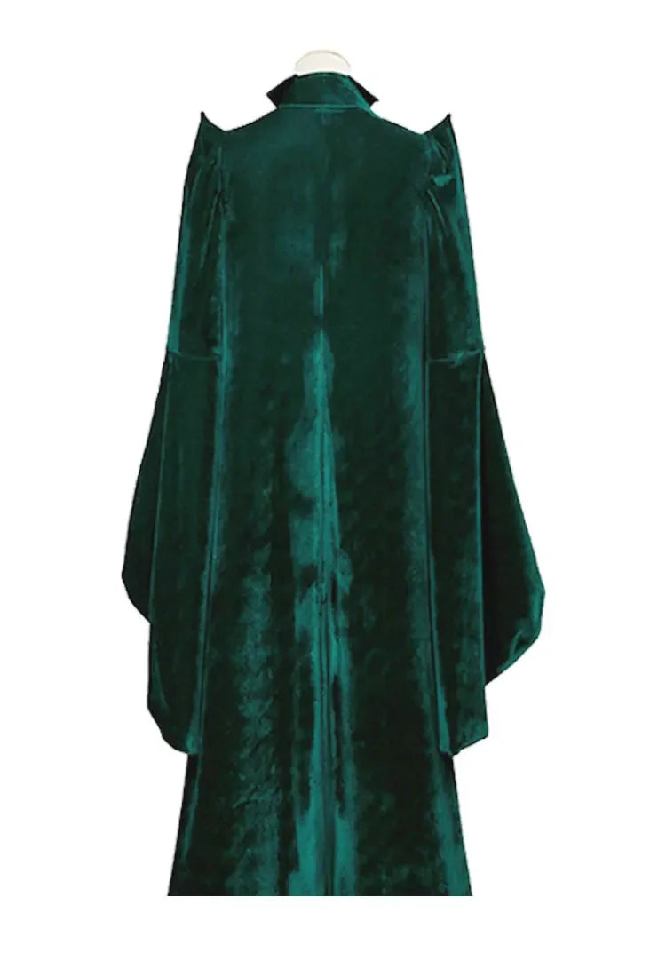 EtherealBe Professor McGonagall Hogwarts witchcraft costume in luxurious green fabric with flowing sleeves