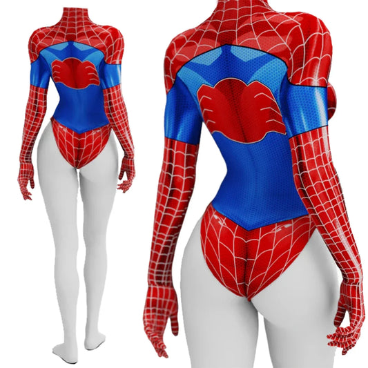 EtherealBe Spider Woman cosplay costume for women in vibrant red and blue design