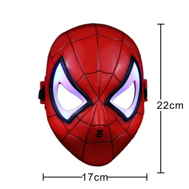 Red Spider style Avengers LED light up costume mask for kids with glowing LED eyes and adjustable strap