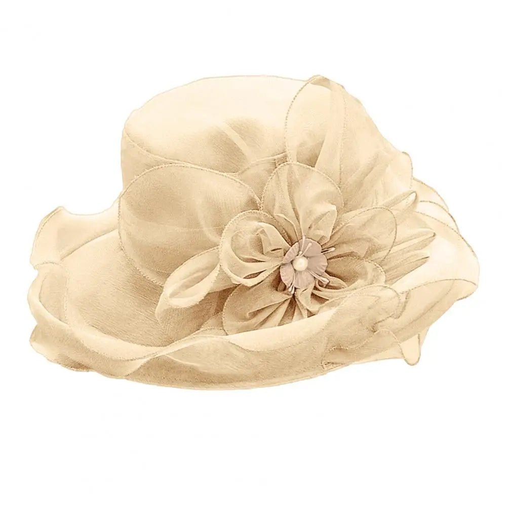 EtherealBe vintage ladies summer beach hat with delicate flower embellishment for sunny outings