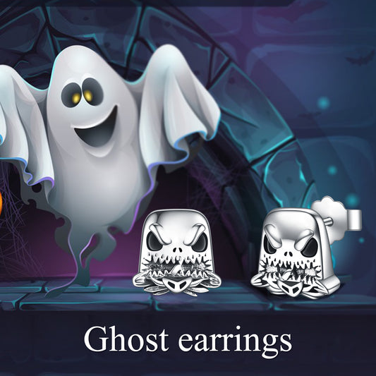 Skull Jack Skellington Sterling Silver Stud Earring For Men Women Gift Jewelry