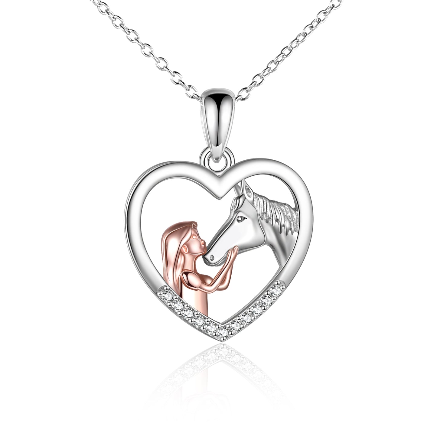 Girls and Horse Pendant Necklaces Sterling Silver Gifts for Women Girls