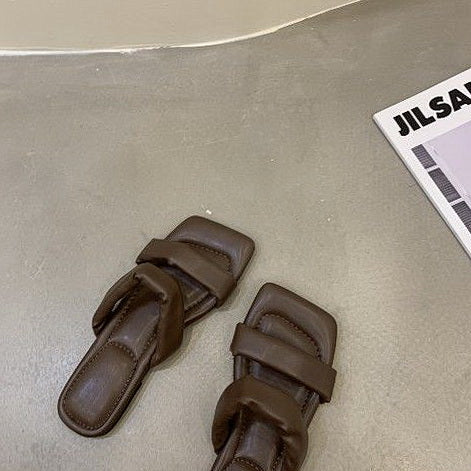 French Minority Sandals Flat shoes Sense of design Sandals 2023 new pattern Leopard Print