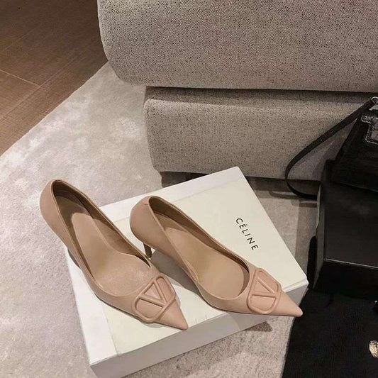 2023 spring and autumn new pattern Fine heel black Pointed shoes Sao Nude color high-heeled shoes sexy On the bed Shallow mouth Single shoes female flirt