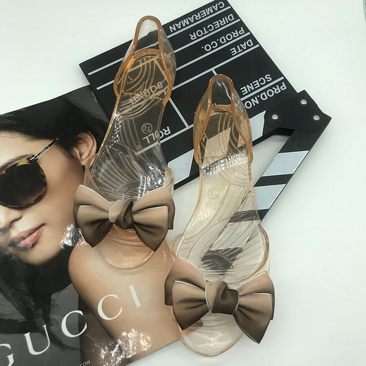 Sandals female summer Flat bottom Lace Big flower Trochanter transparent Plastic Women's Shoes melissa 2022 summer new pattern