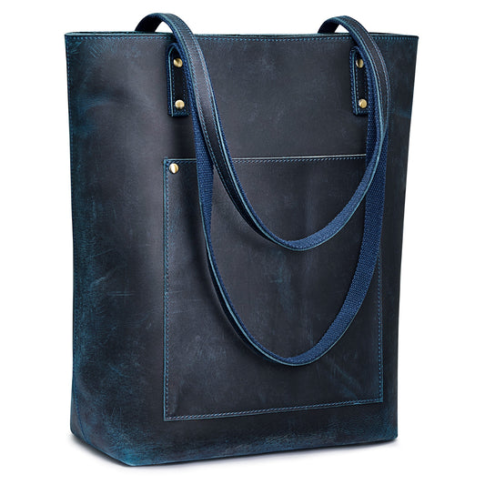 S-ZONE Women Vintage Genuine Leather Tote Bag Large Shoulder Purse Work Handbag