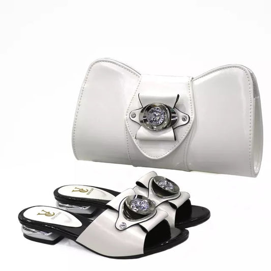 New Arrival - Italian Shoes with Matching Decorated Bags Set with Rhinestones