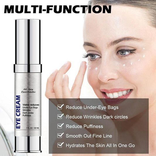 Anti Dark Circle Eye Cream Peptide Eye Bags Hyaluronic Acid Under Eye Cream Roller Massager Skin Care Women Beauty Product 30ml