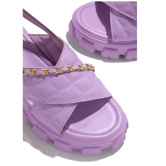 Thick Bottom Metal Chain Slippers Women 2022 Summer New Open Toe Cross Tie Fashion Sandals Casual Beach Design Women's Flip Flop