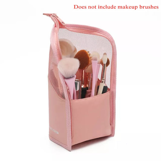 Pc Stand Cosmetic Bag for Women Clear Zipper Makeup Bag Travel Female Makeup Brush Holder Organizer Toiletry Bag