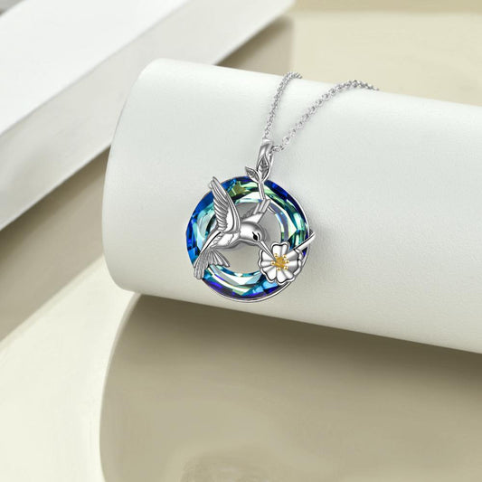 Sterling Silver Bird Pendant with Volcano Crystal