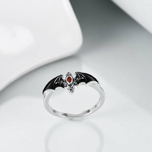 Bat Ring 925 Sterling Sliver Goth Cross Jewelry Cute Animal Ring