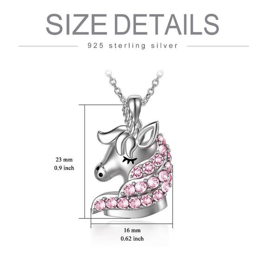 Sterling Silver Unicorn Necklace with Pink Crystals Birthday Gifts for Girls Daughter Granddaughter Women