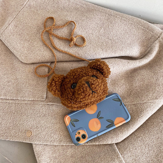 Children's Plush Bear Head Girl's Purse