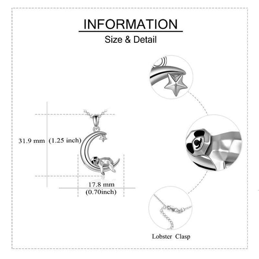 Sloth Necklace Sterling Silver Origami Moon Sloth Pendant Birthday Gifts for Women Girlfriend Wife