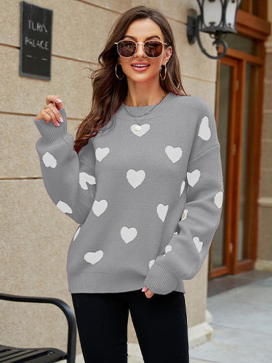 Valentine's Day Heart Pullover Women's Knit Loose Sweater