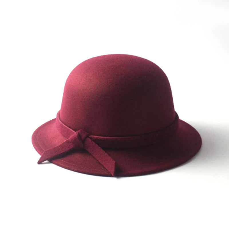 Burgundy EtherealBe bow bucket cap for women with a stylish ribbon detail for fashionable looks