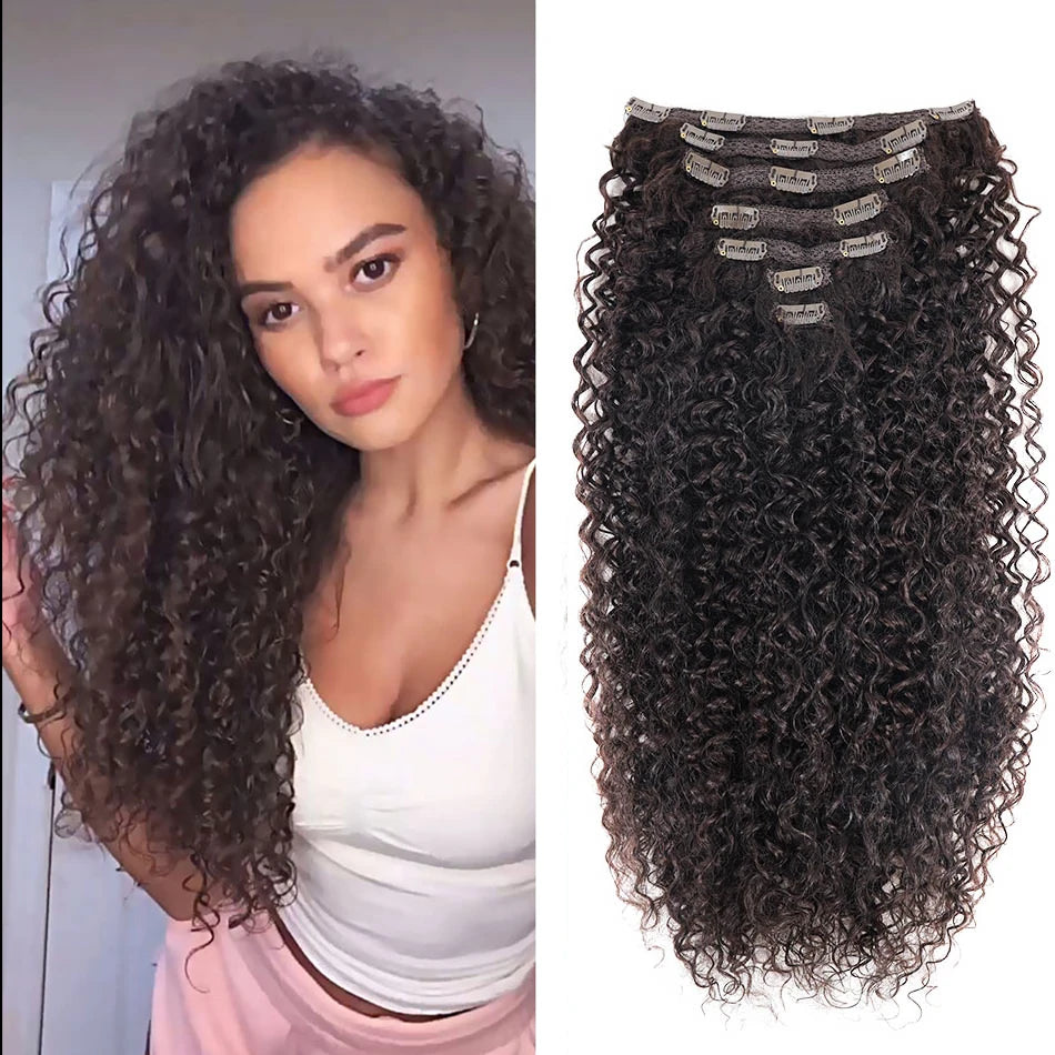 Synthetic Extensions Curly Hair Extensions Clip in 26Inch Kinky Curly Fake Hair Pieces  For Women  And daily wear Or Cosplay