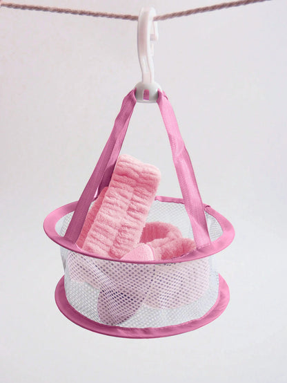 16pcs Makeup Tool Set With Storage Mesh Bag: 1 Mesh Bag, 1 Headband, 2 Wristbands For Face Wash, 3 Face Wash Gloves, 3 Powder