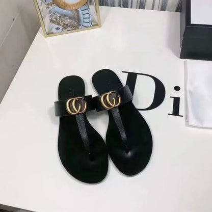 2025 New Fashionable European and American Cowboy Leather Lightweight Outerwear Beach Style Exposed Toe Flat Bottom Straw and Go