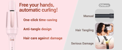 BESTOPE PRO  Automatic Curling Iron Hair Curler, Replaceable Curling Wand with 2 Sizes Barrel (1", 1.25") & 3 Temps, Hair Waver
