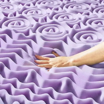 3-Inch 5-Zone Memory Foam Mattress Topper, Lavender Infused Cooling, Twin Size.