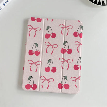 Cute Cherry Bow Tablet Case For iPad Pro 11 inch Air 2024 iPad Air 5/4 10.9 10 5/6/7/8 10.2 9.7 inch Air3 10.5 mini 6/5/4 Cover