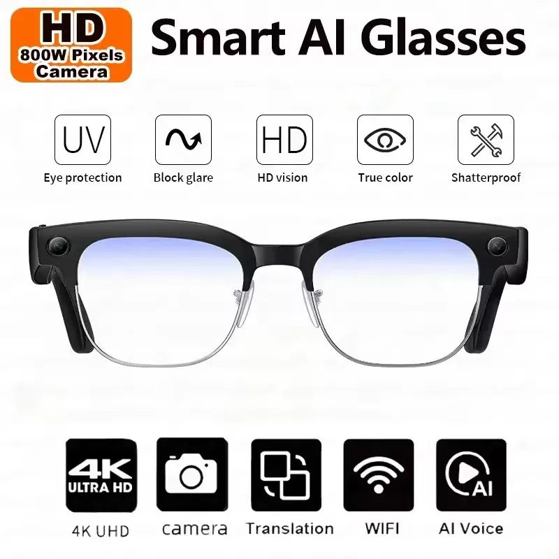 2026 New Upgrade Smart Glasses With Camera Video Recording AI Photo Recognition Bluetooth Call Translation Voice Sunglasses Men