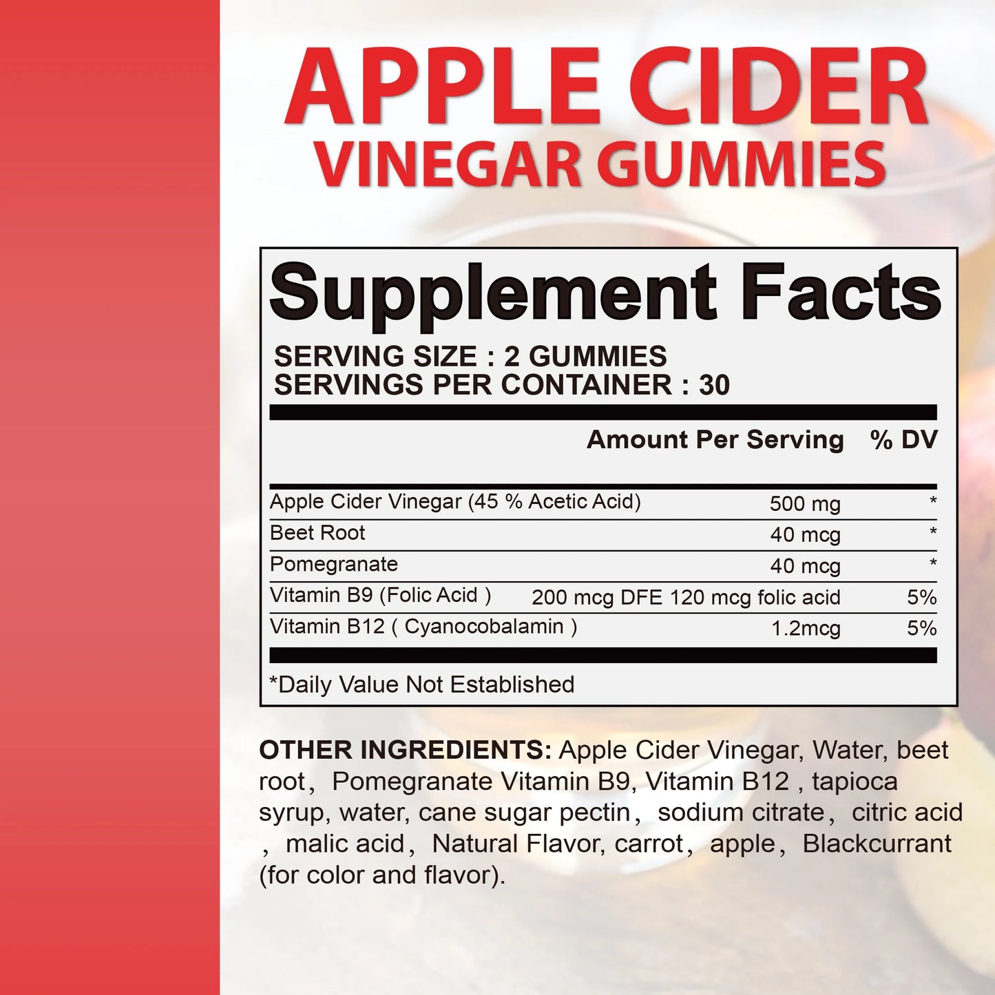 Apple Cider Gummies - Digestive Health Support Relieves Bloating and Constipation Burns Fat and Controls Weight - 60 Gummies