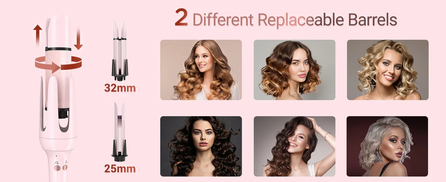 BESTOPE PRO  Automatic Curling Iron Hair Curler, Replaceable Curling Wand with 2 Sizes Barrel (1", 1.25") & 3 Temps, Hair Waver