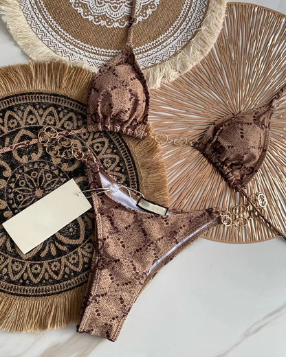 New 2025 Letter Bikini Women's Swimwear Set Fashionable Poolside Attire for Ladies