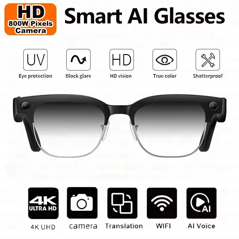 2026 New Upgrade Smart Glasses With Camera Video Recording AI Photo Recognition Bluetooth Call Translation Voice Sunglasses Men
